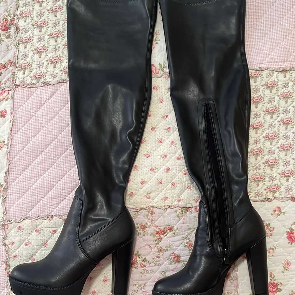 over the knee faux leather boots - image 1