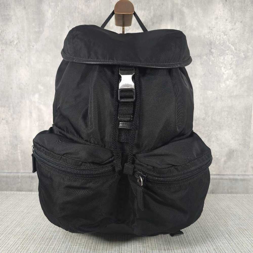 Good condition PRADA V164 backpack triangular log… - image 1