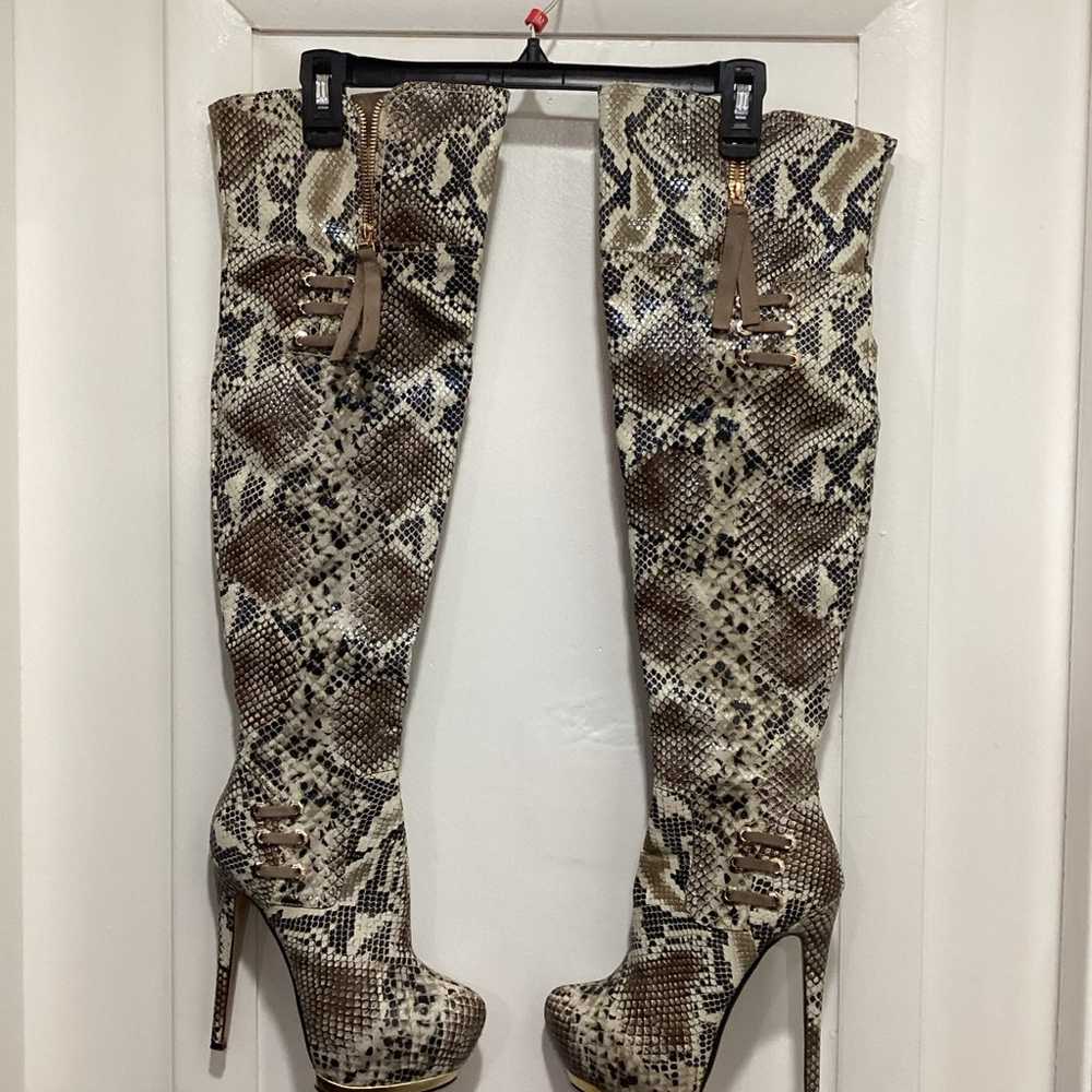 Snake Skin thigh high boots - image 3