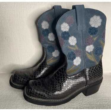 Ariat Womens Snake Print Floral Blue Leather Squa… - image 1