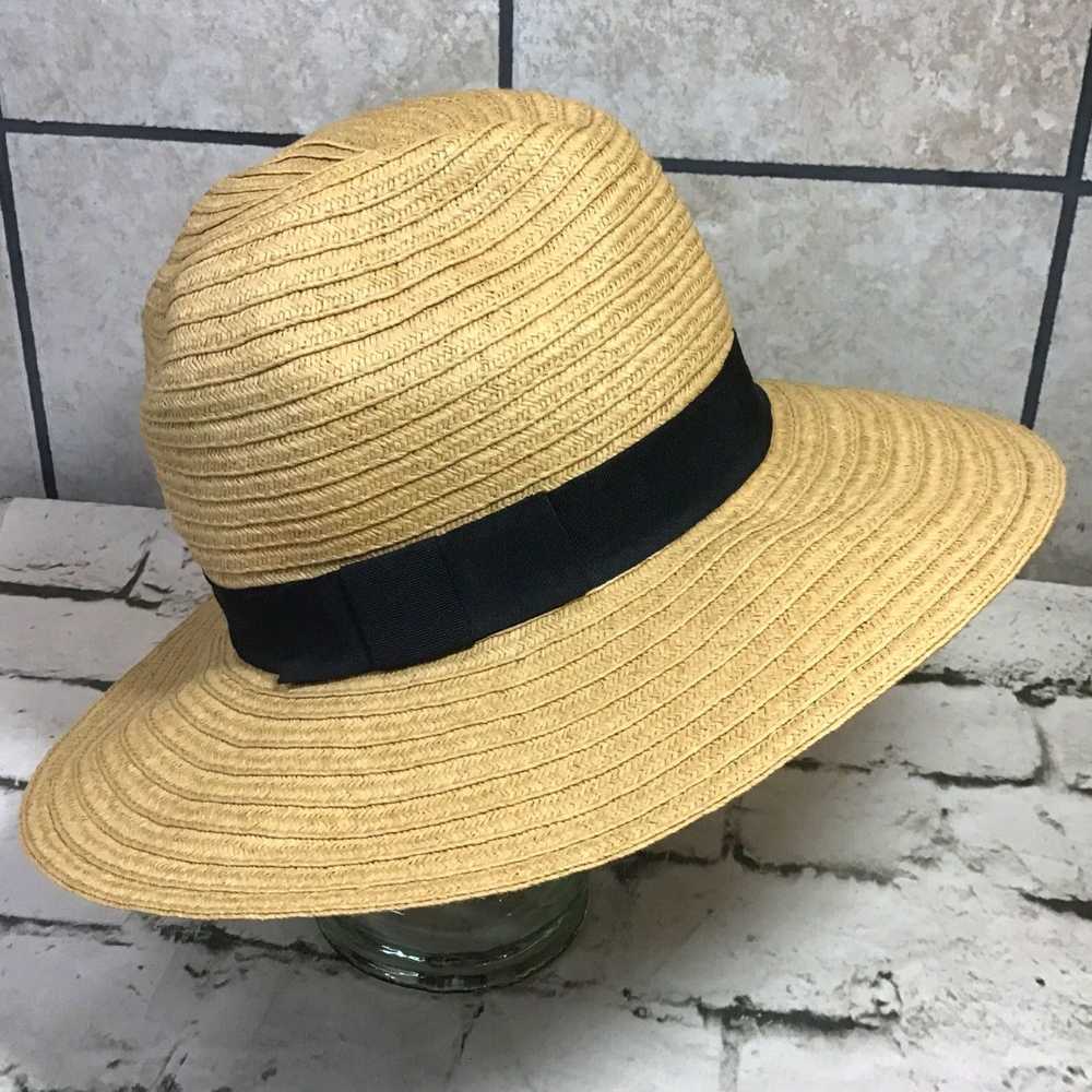 Vintage Wide Brim Panama Straw Hat for Women One … - image 4