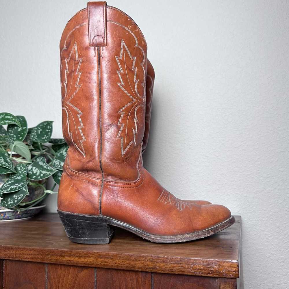 Vintage 70s women’s western boots, orange embroid… - image 1