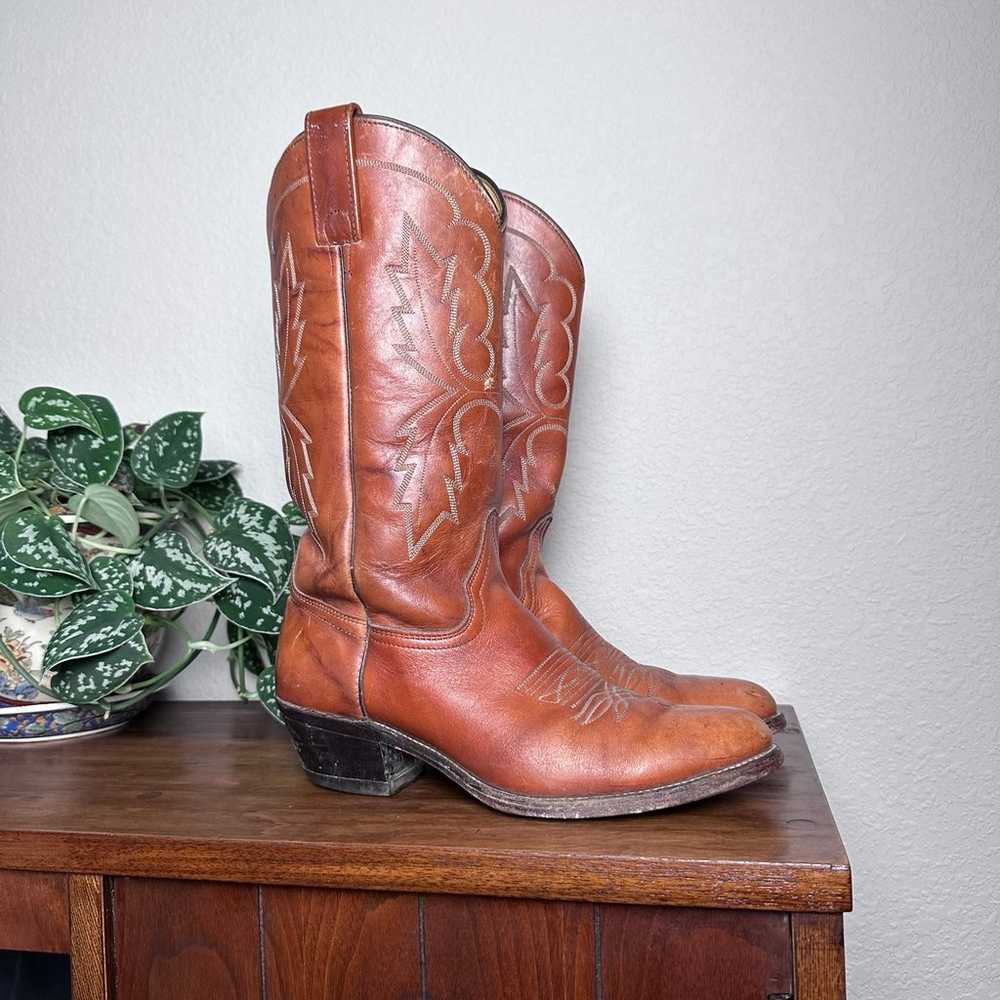 Vintage 70s women’s western boots, orange embroid… - image 2