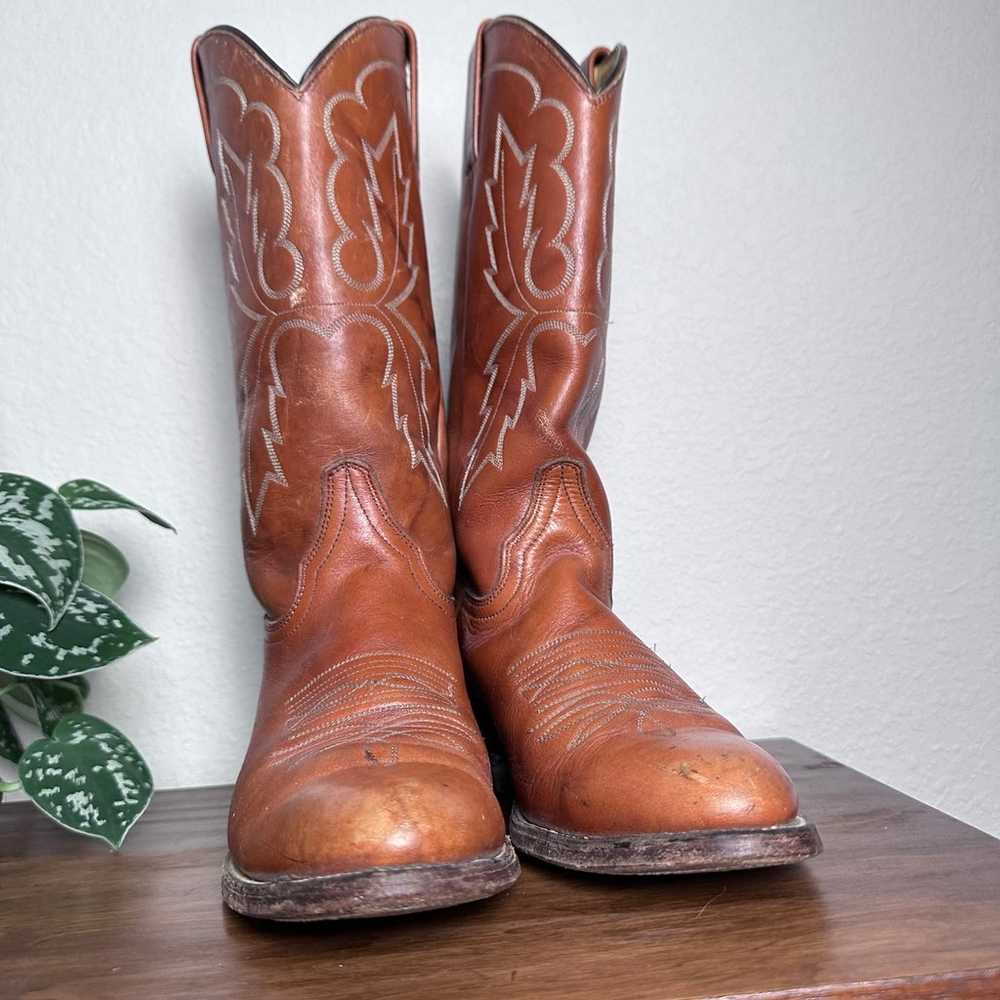 Vintage 70s women’s western boots, orange embroid… - image 3