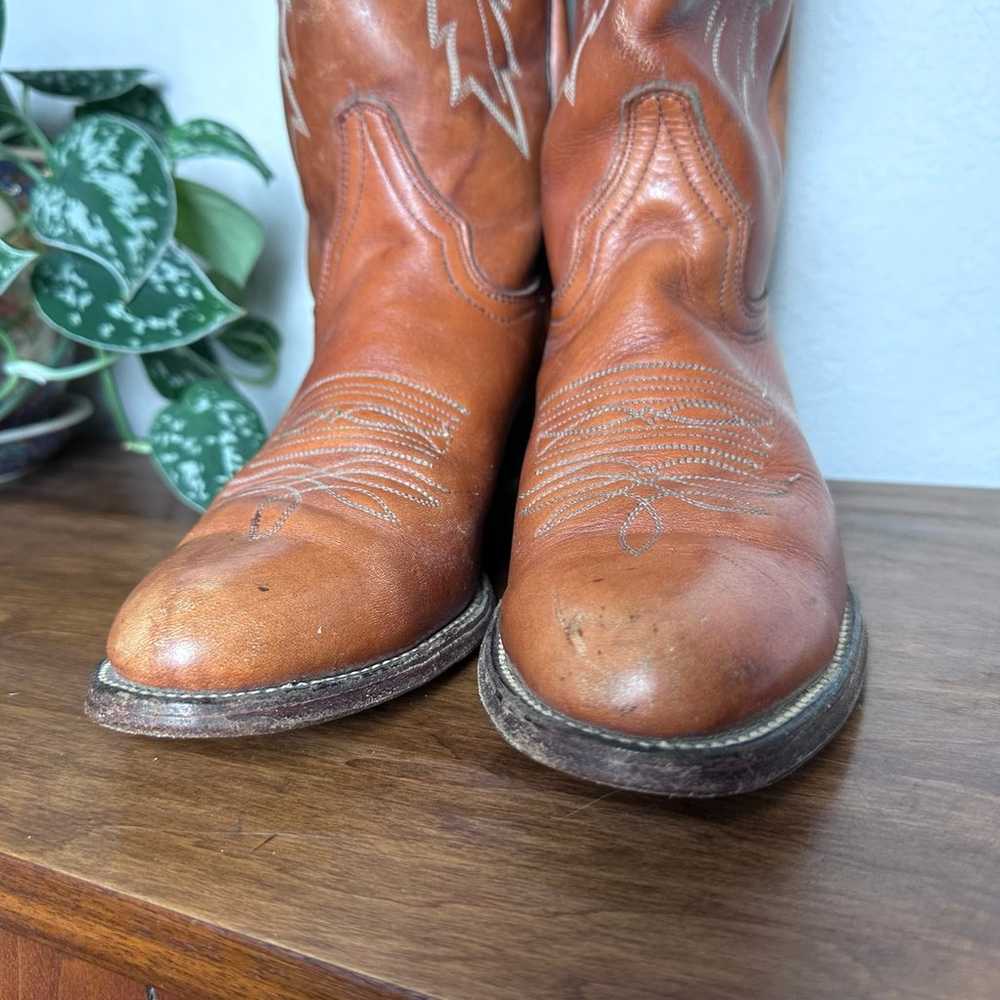 Vintage 70s women’s western boots, orange embroid… - image 4