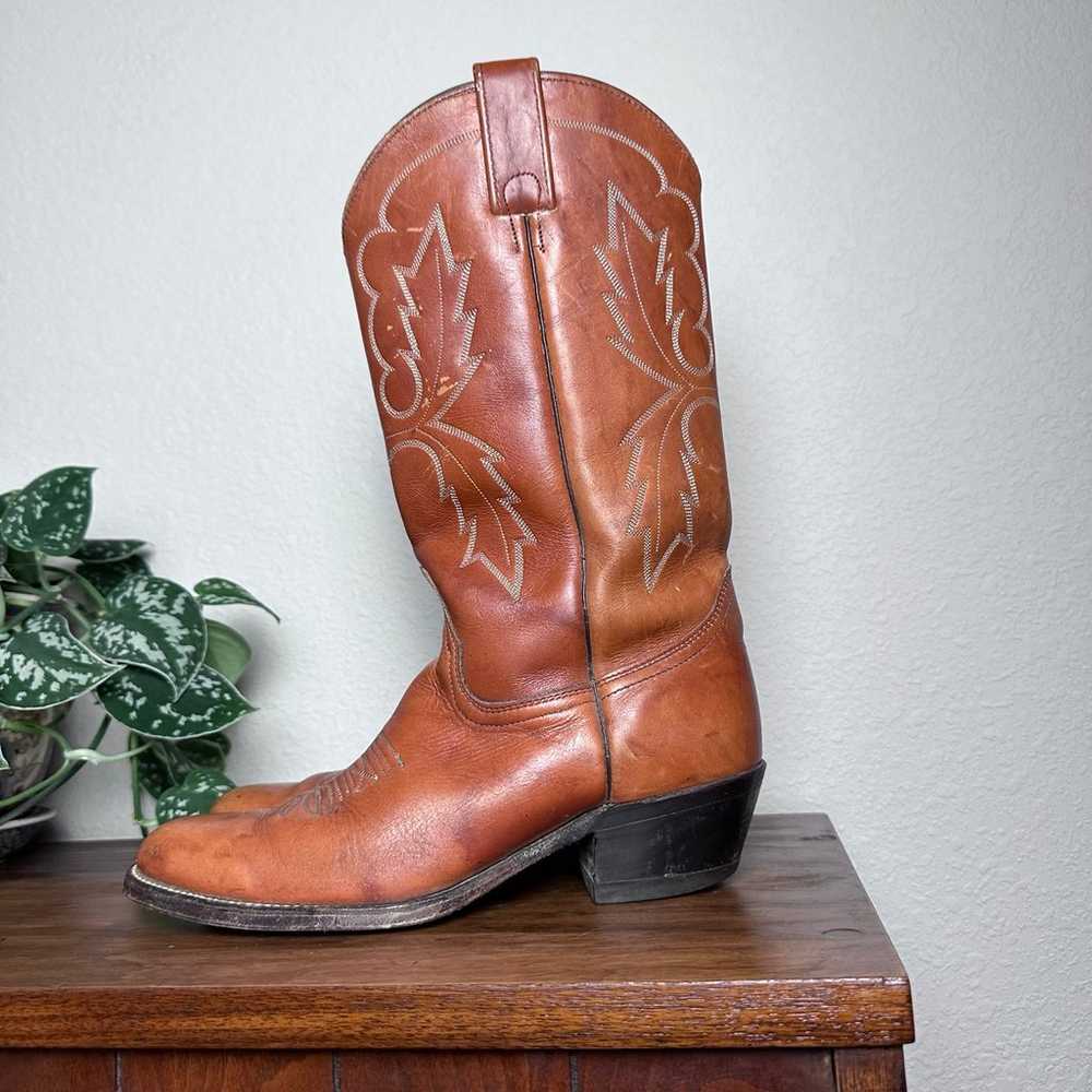 Vintage 70s women’s western boots, orange embroid… - image 5