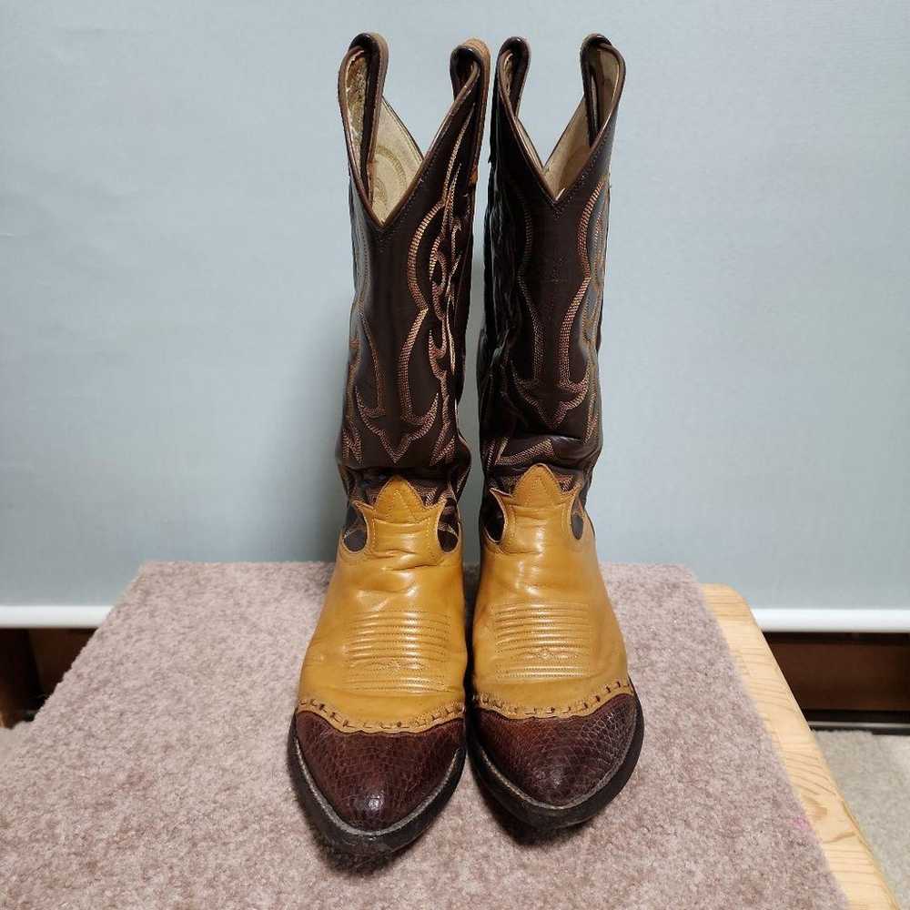 Western boots, brown and yellow, leather. - image 2