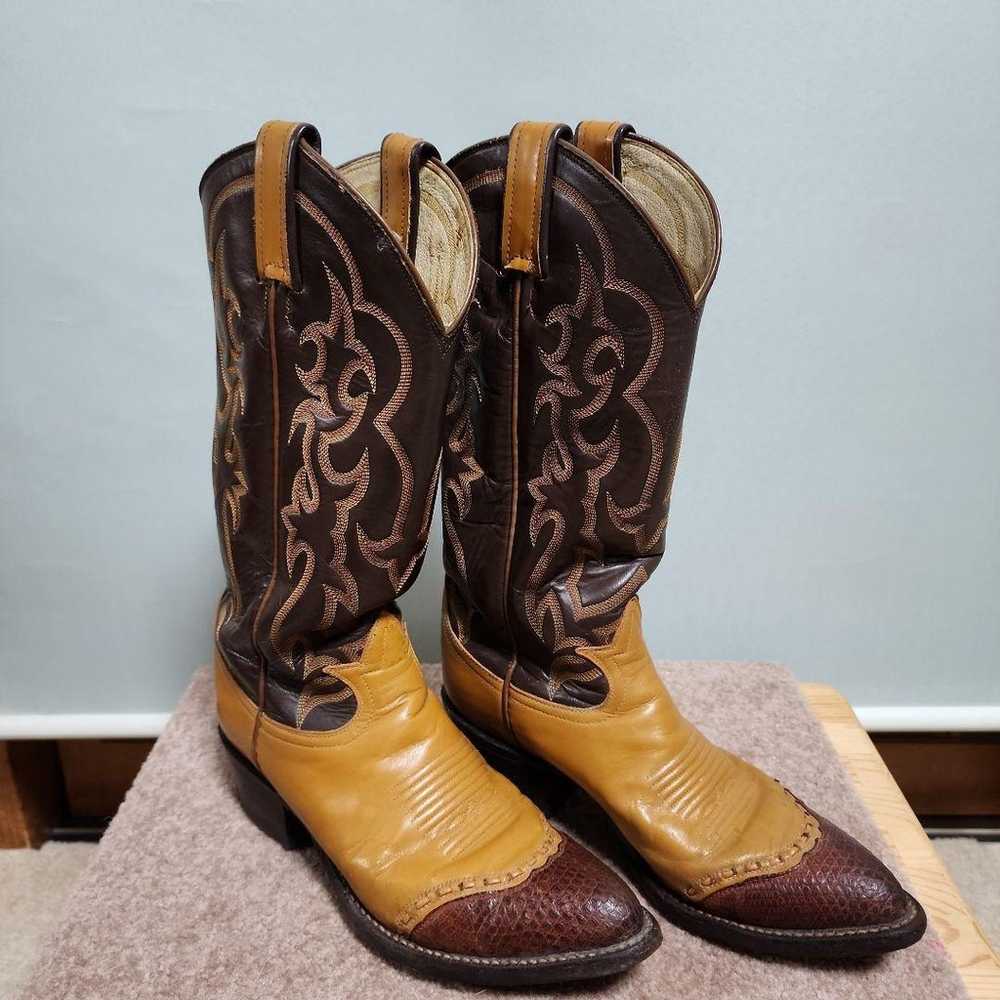 Western boots, brown and yellow, leather. - image 3