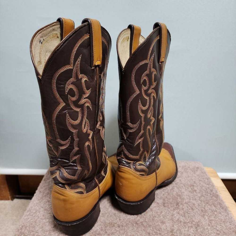 Western boots, brown and yellow, leather. - image 6