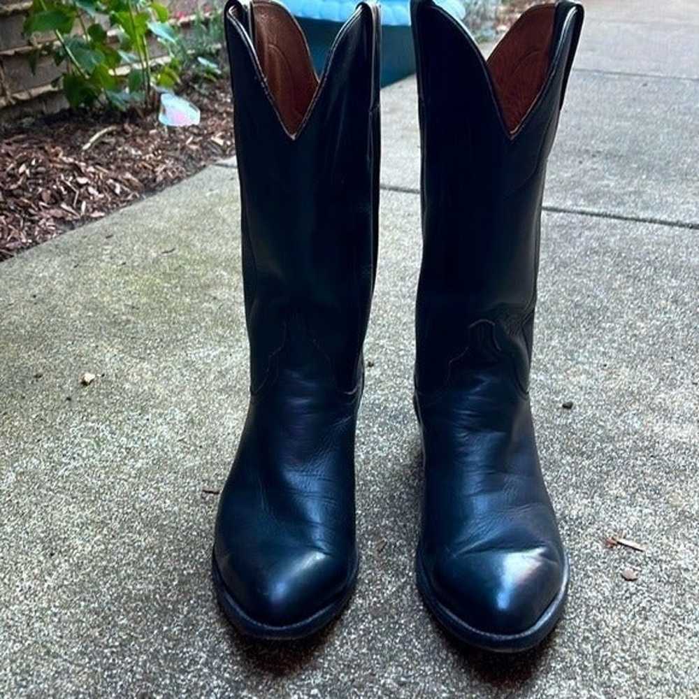 LUCCHESE Black Wester Boots Pointed Toe Size 11 - image 1