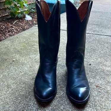 LUCCHESE Black Wester Boots Pointed Toe Size 11 - image 1