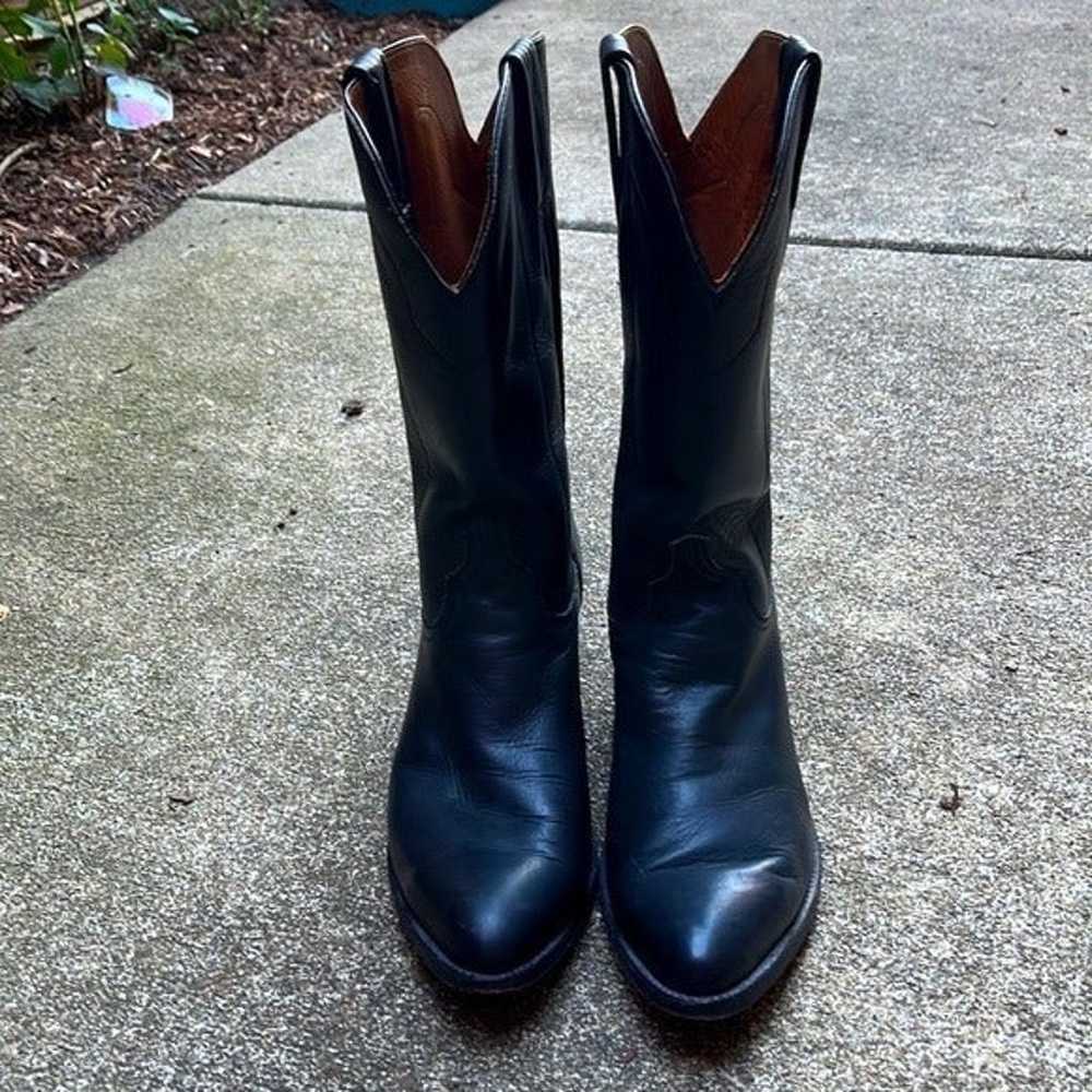 LUCCHESE Black Wester Boots Pointed Toe Size 11 - image 6