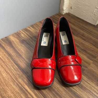 Vintage Red Leather Mary Jane Looking Heels - image 1