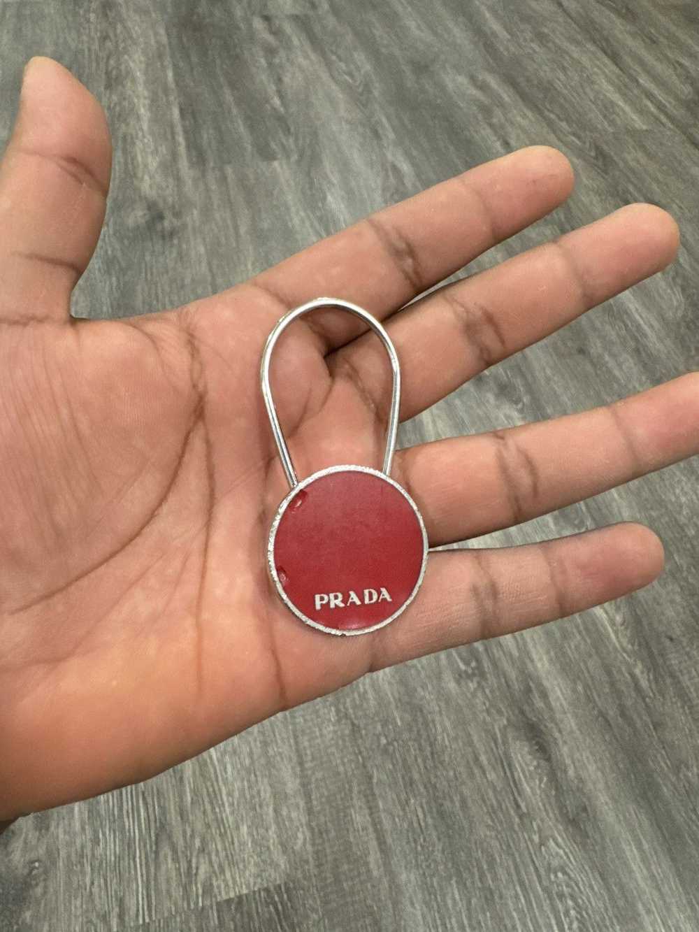 Prada Prada Red Circle Prada Logo Clasp Keychain … - image 2