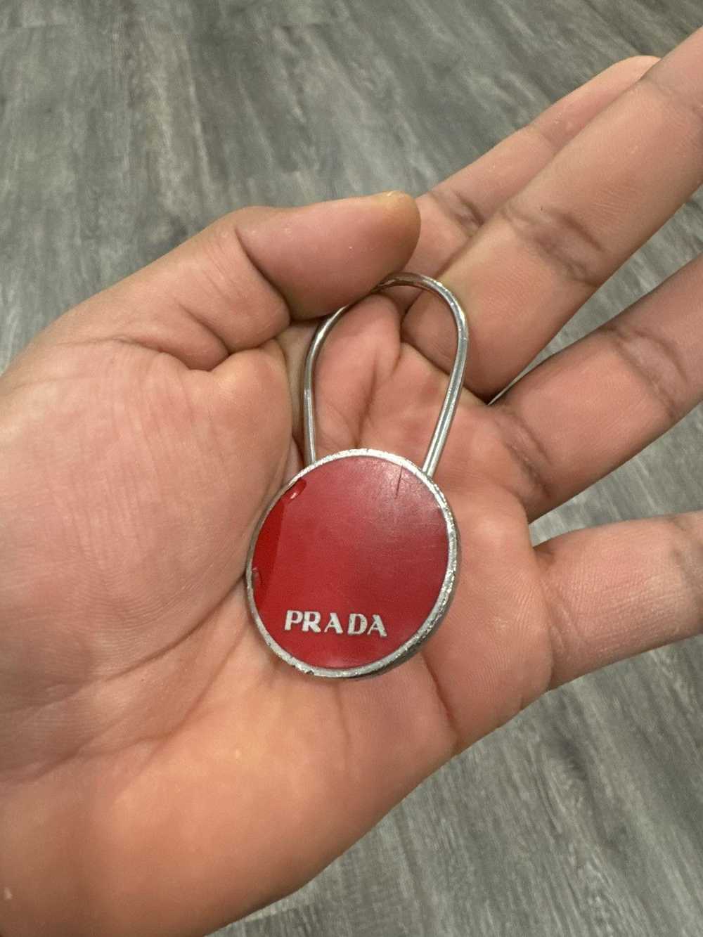 Prada Prada Red Circle Prada Logo Clasp Keychain … - image 3