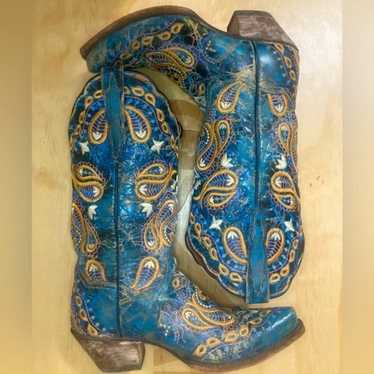 Dan Post Blue Weathered/Crackle Leather Western Bo