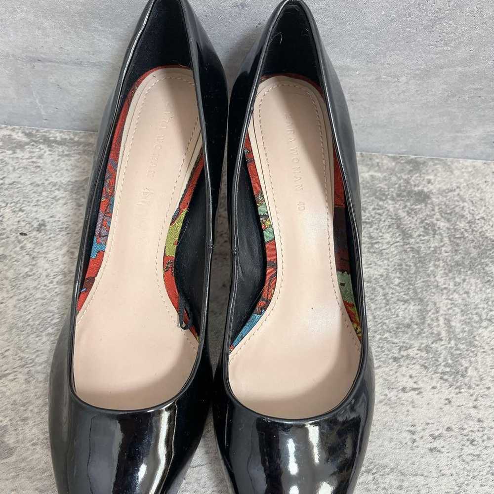 ZARA WOMAN Enamel Pumps 40 Large Size Red - image 3