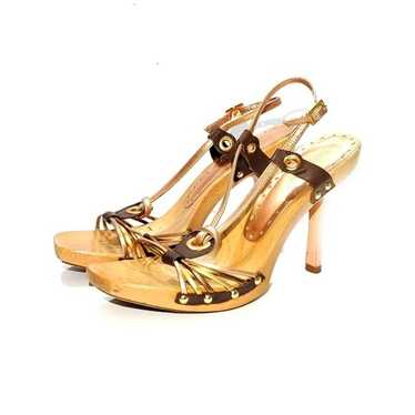 Vintage BCBG BCBGirls Wood Strappy Heels Sandal - image 1