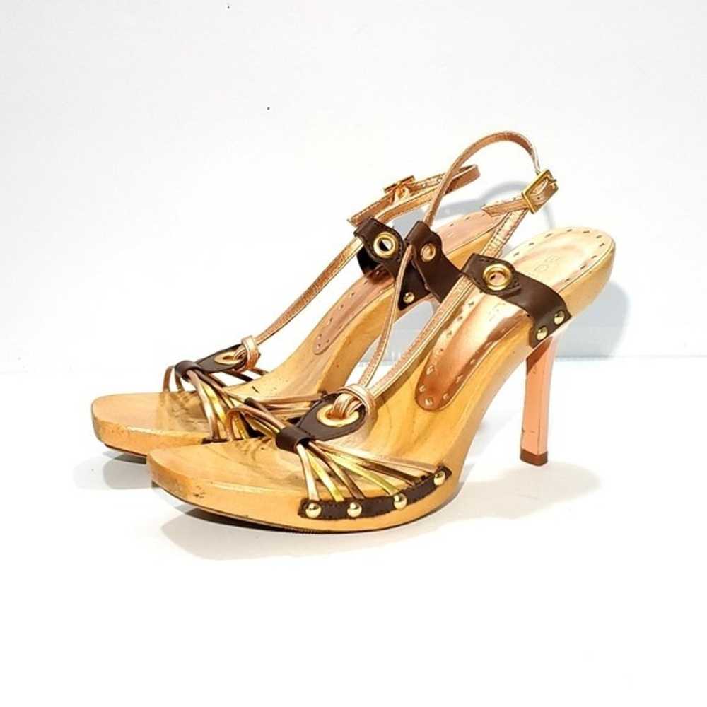 Vintage BCBG BCBGirls Wood Strappy Heels Sandal - image 3