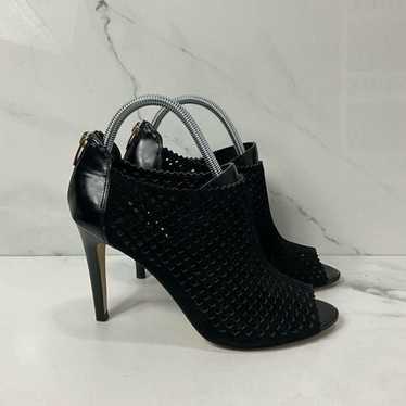 MARC FISHER Black Leather Open Toe Stiletto Heels