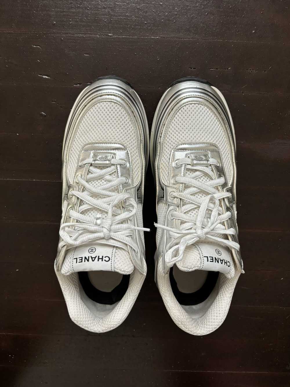 Chanel White and Silver Trainers - image 3