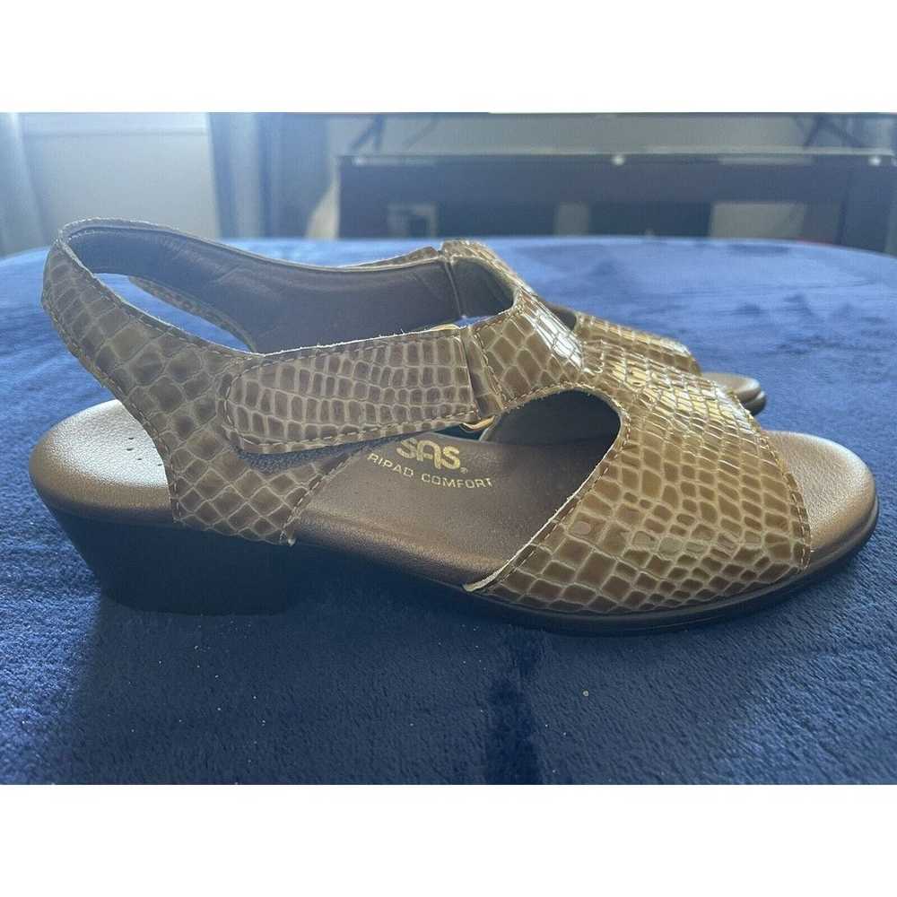 Vintage Womens SAS SZ 7 Yellow Tan Alligator-Look… - image 3