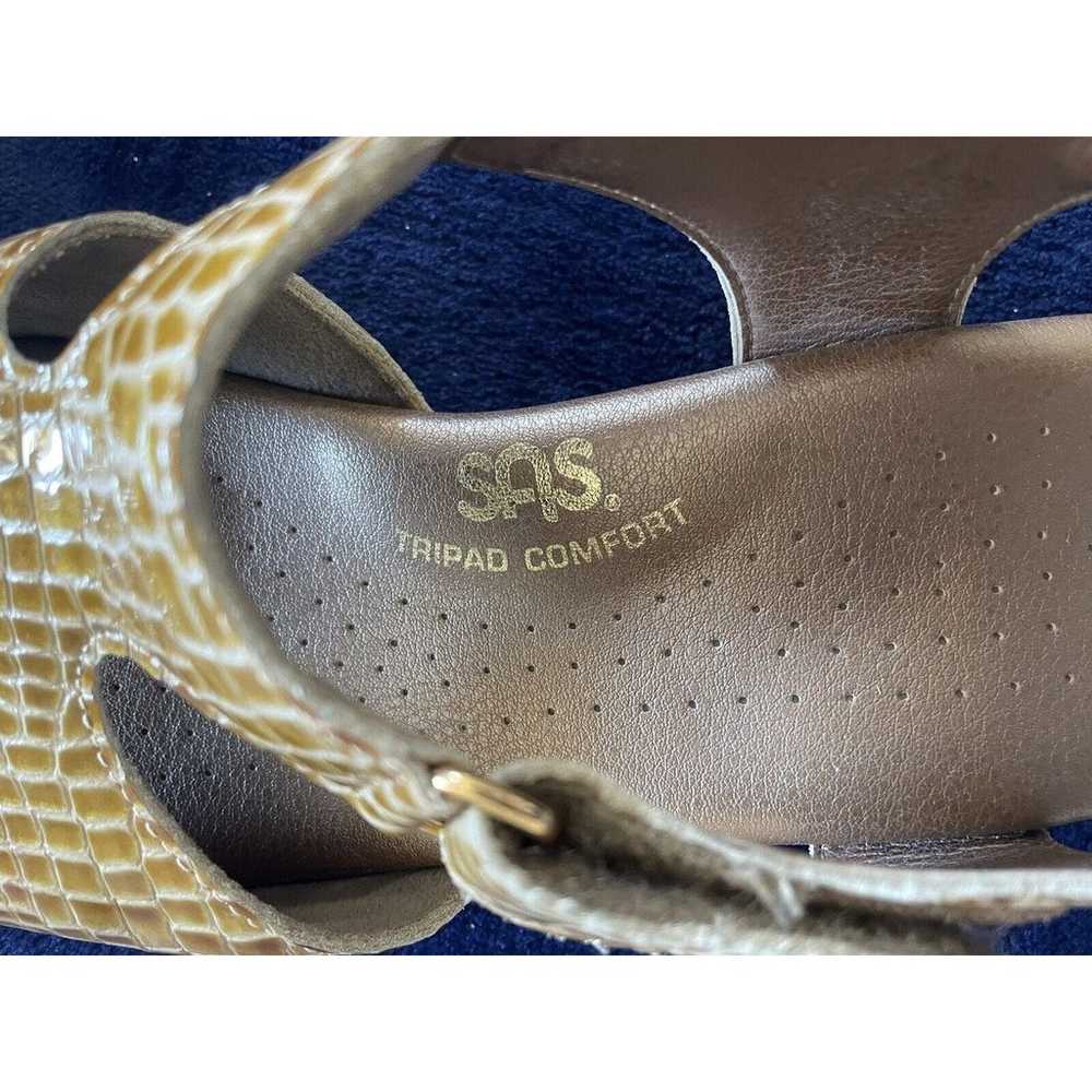 Vintage Womens SAS SZ 7 Yellow Tan Alligator-Look… - image 7