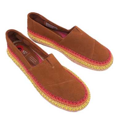 Toms Espadrilles Brown Suede Leather Slip On Shoes