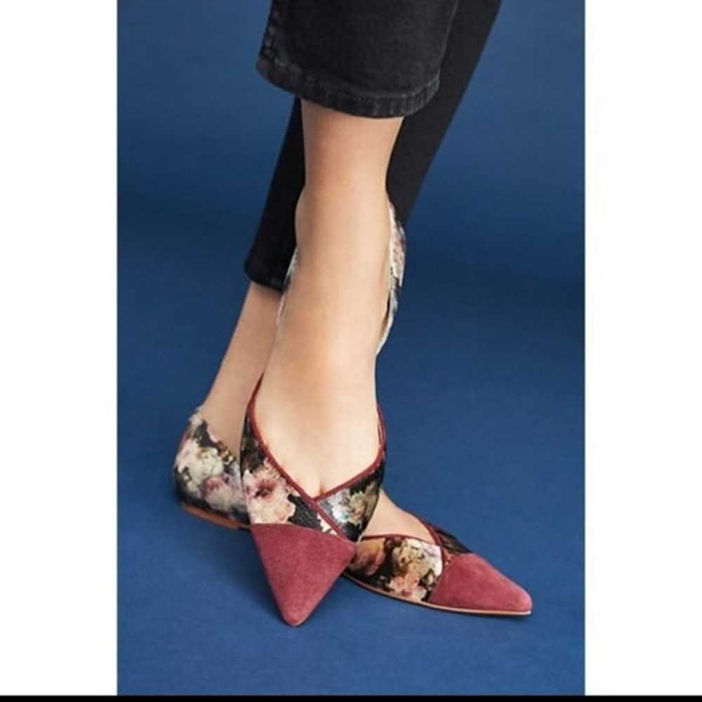 Anthropologie Floral Velvet Pointed D'orsay Flats - image 1