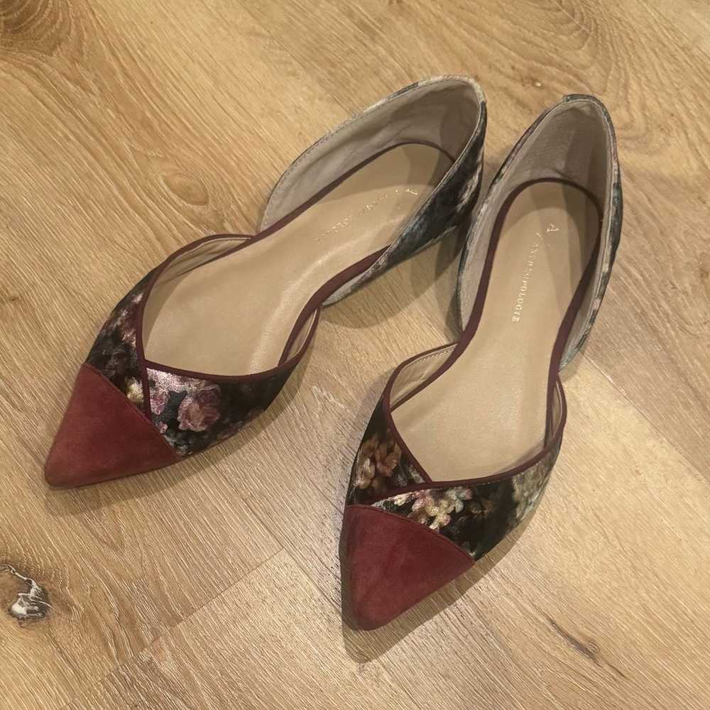 Anthropologie Floral Velvet Pointed D'orsay Flats - image 3