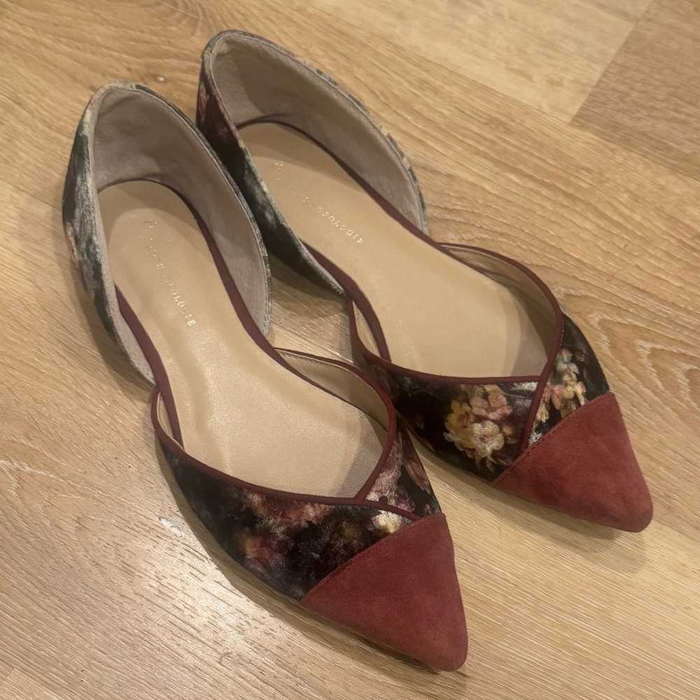 Anthropologie Floral Velvet Pointed D'orsay Flats - image 4