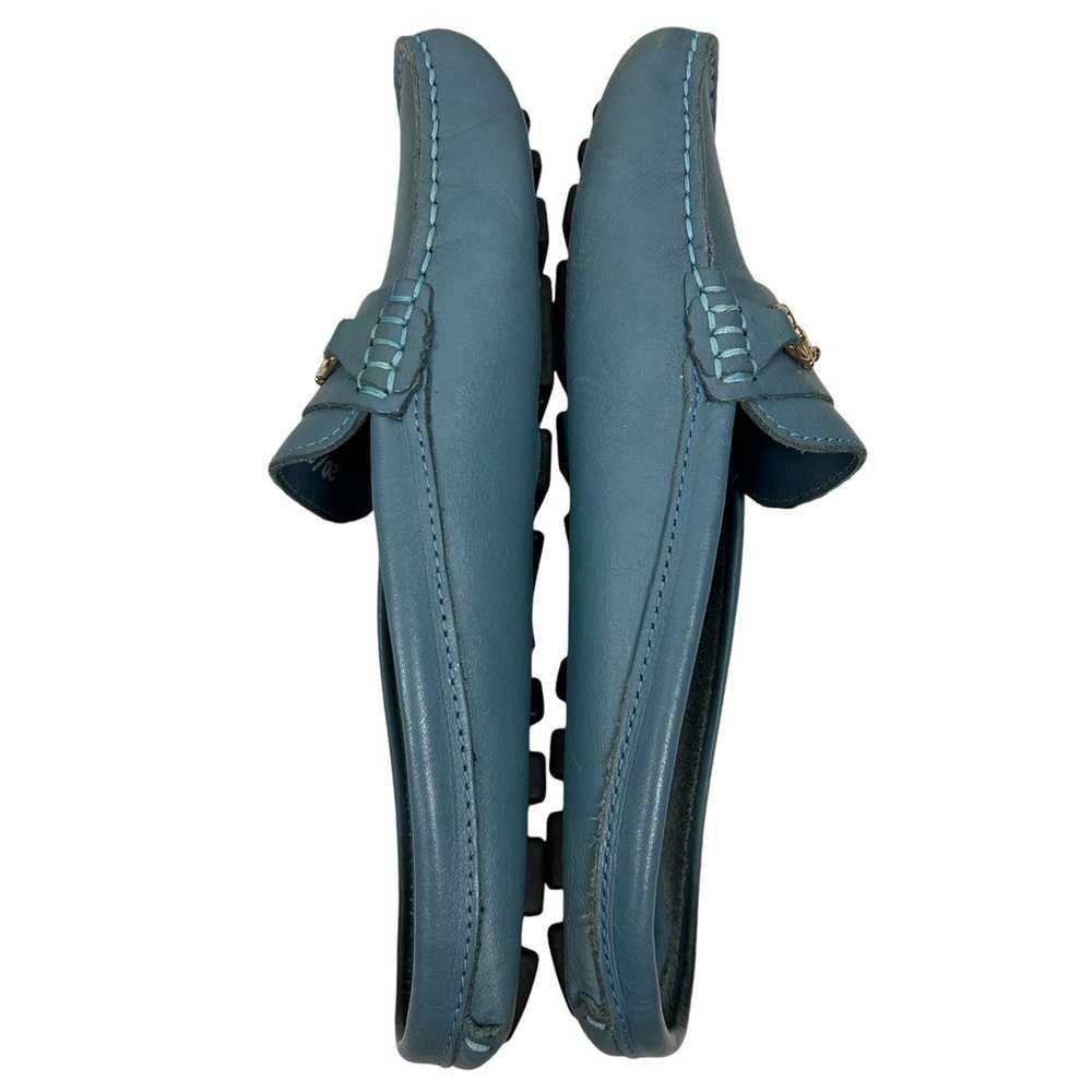 Y2K Preppy Horsebit Blue Leather Slip On Driving … - image 4