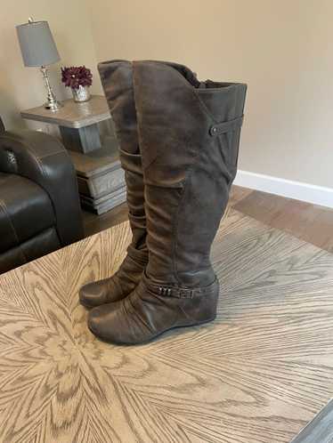 Tall Size Baretraps-Tall Gray Boots with Warm Lini