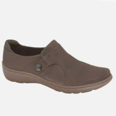 Clarks Cora Poppy Leather Loafers Taupe -7.5 - image 1