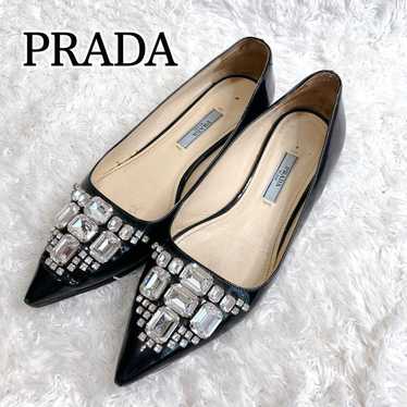 PRADA Bijou Flat Pumps 35 Black Patent Leather 22… - image 1