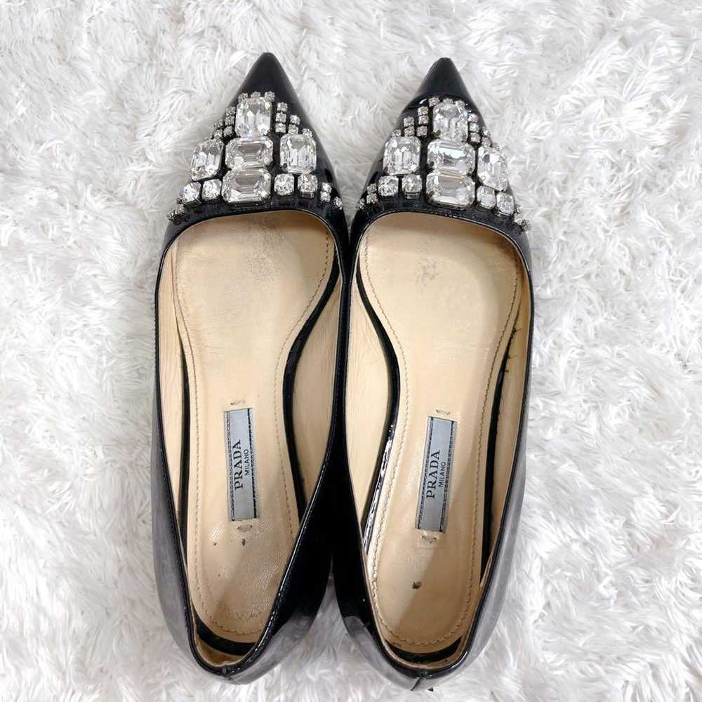 PRADA Bijou Flat Pumps 35 Black Patent Leather 22… - image 2