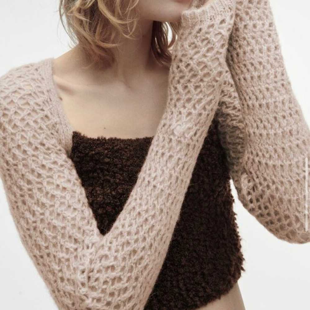 ZARA wool blend chunky knit crochet long sleeve s… - image 1