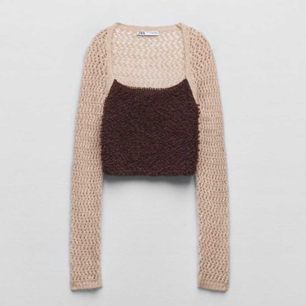 ZARA wool blend chunky knit crochet long sleeve s… - image 2