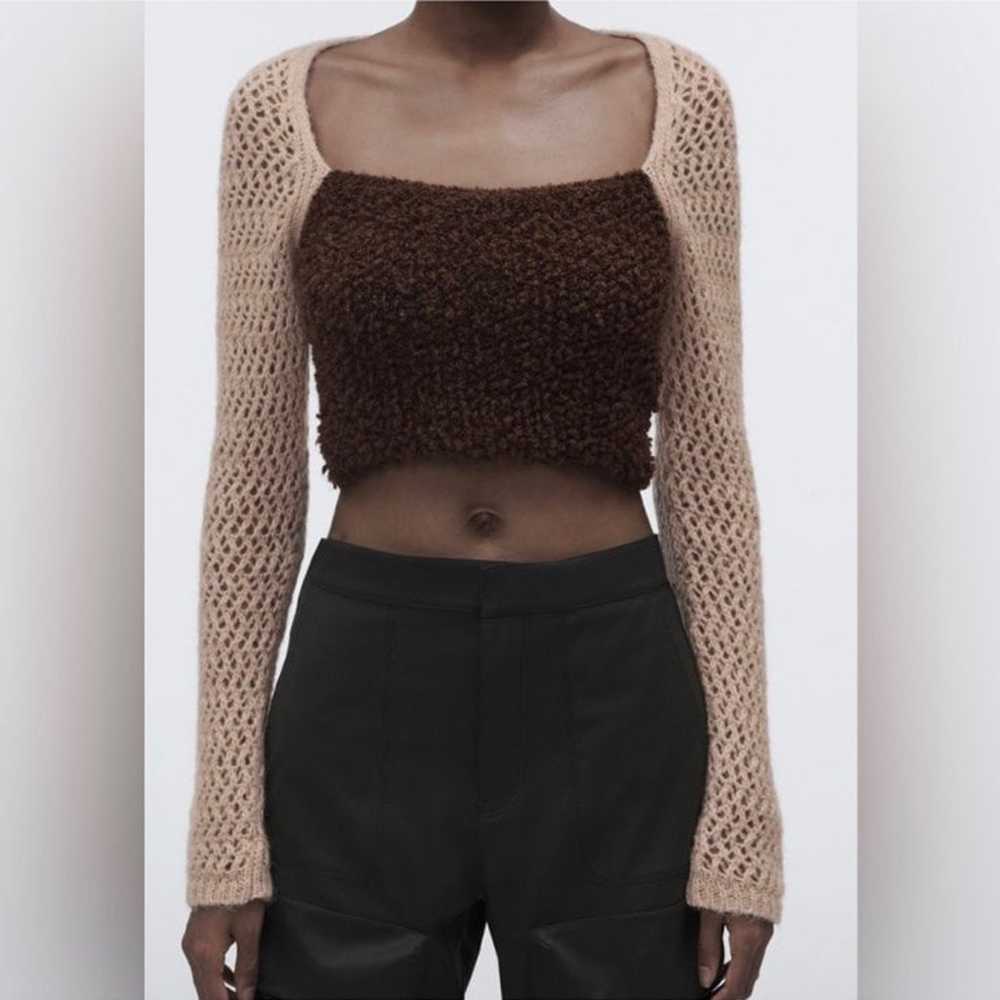 ZARA wool blend chunky knit crochet long sleeve s… - image 6