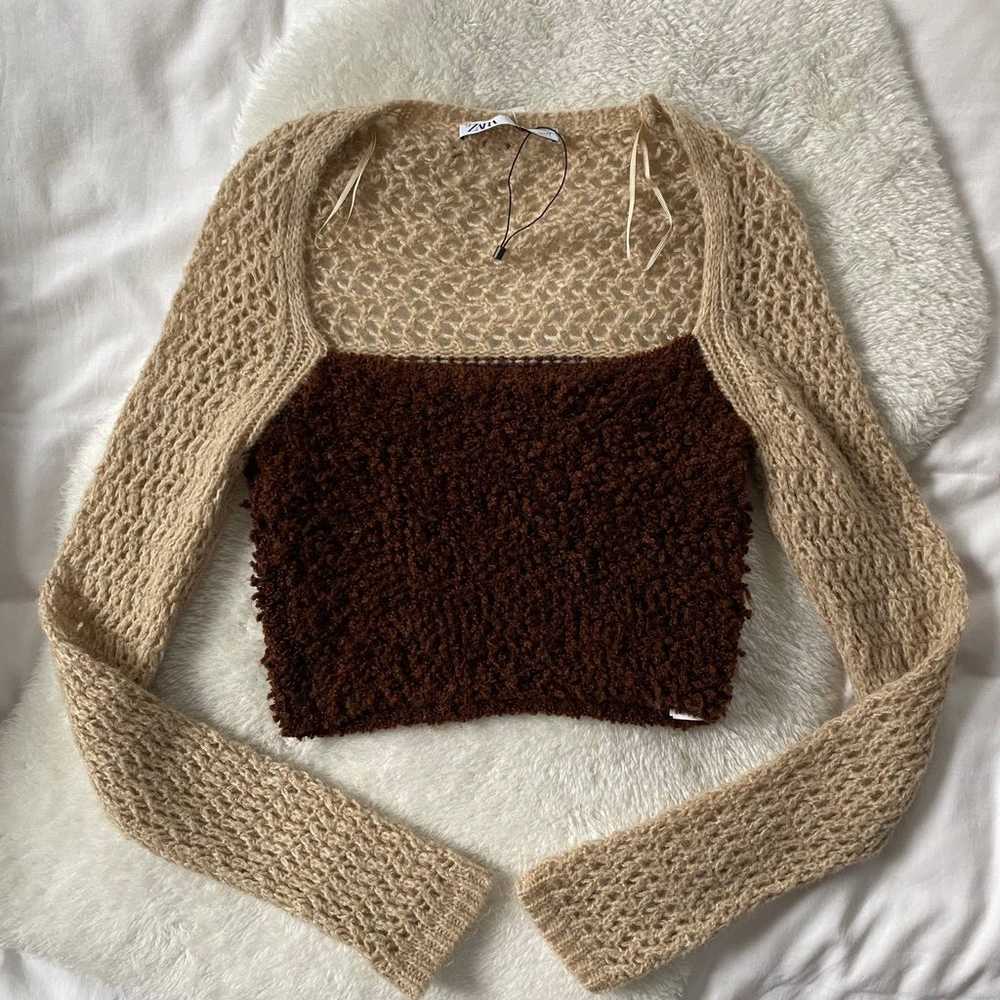 ZARA wool blend chunky knit crochet long sleeve s… - image 7