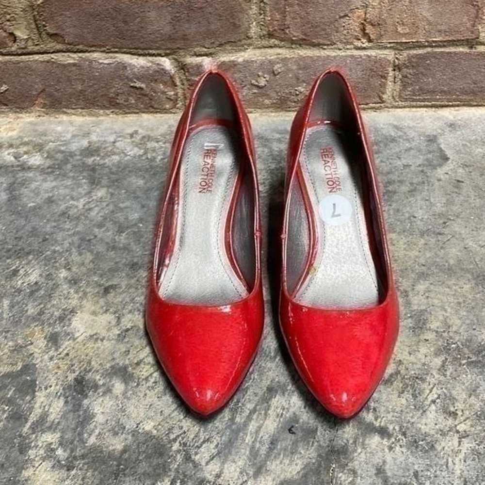 Kenneth Cole Reaction Red Patent Heels Size 7 New - image 3