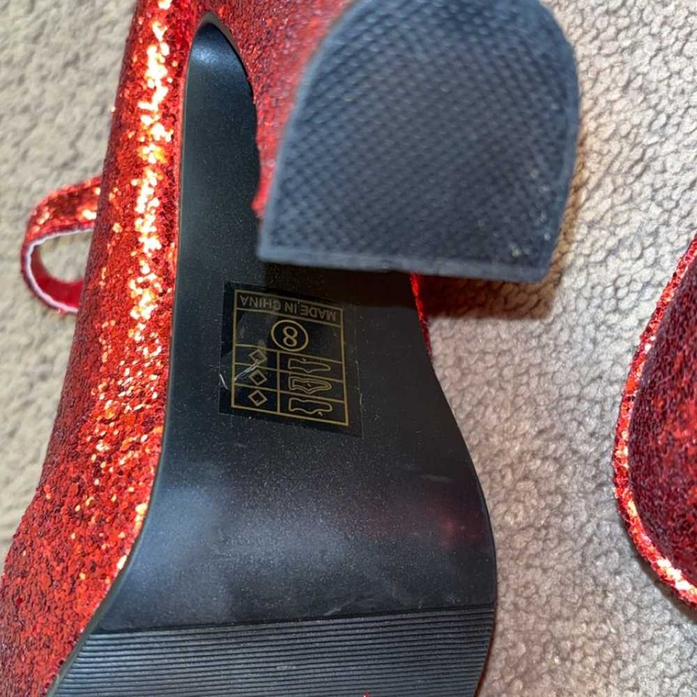 WOMENS RED SPARKLE HEELS SIZE 8 - image 3