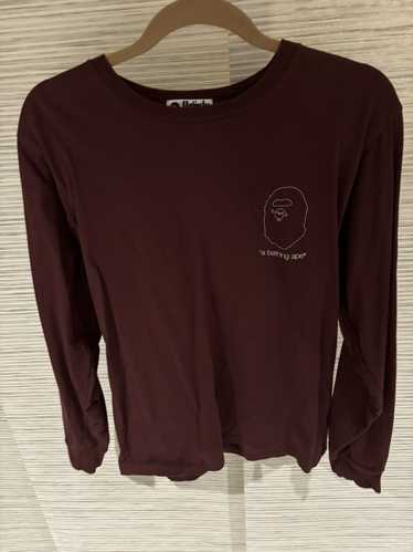 Bape Burgundy Bape Longsleeve Tee Shirt