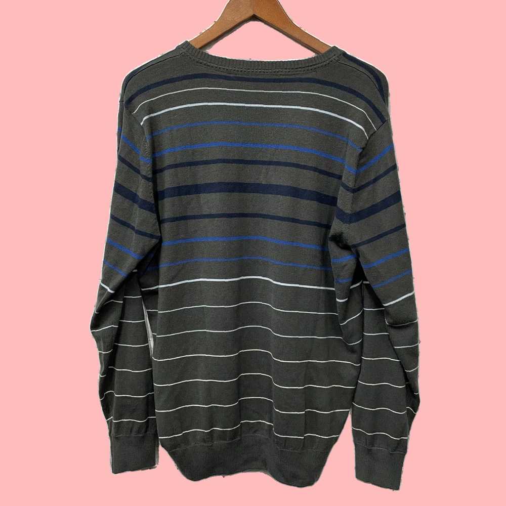 Vintage Gray Striped Acrylic Blend V Neck Sweater… - image 5