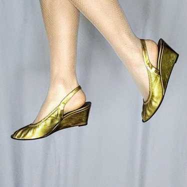 By Far January Metallic Gold Sandals online Kitten Heel Bow