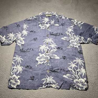 Tommy Bahama Silk Blue Floral Hawaiian Beach Rela… - image 1