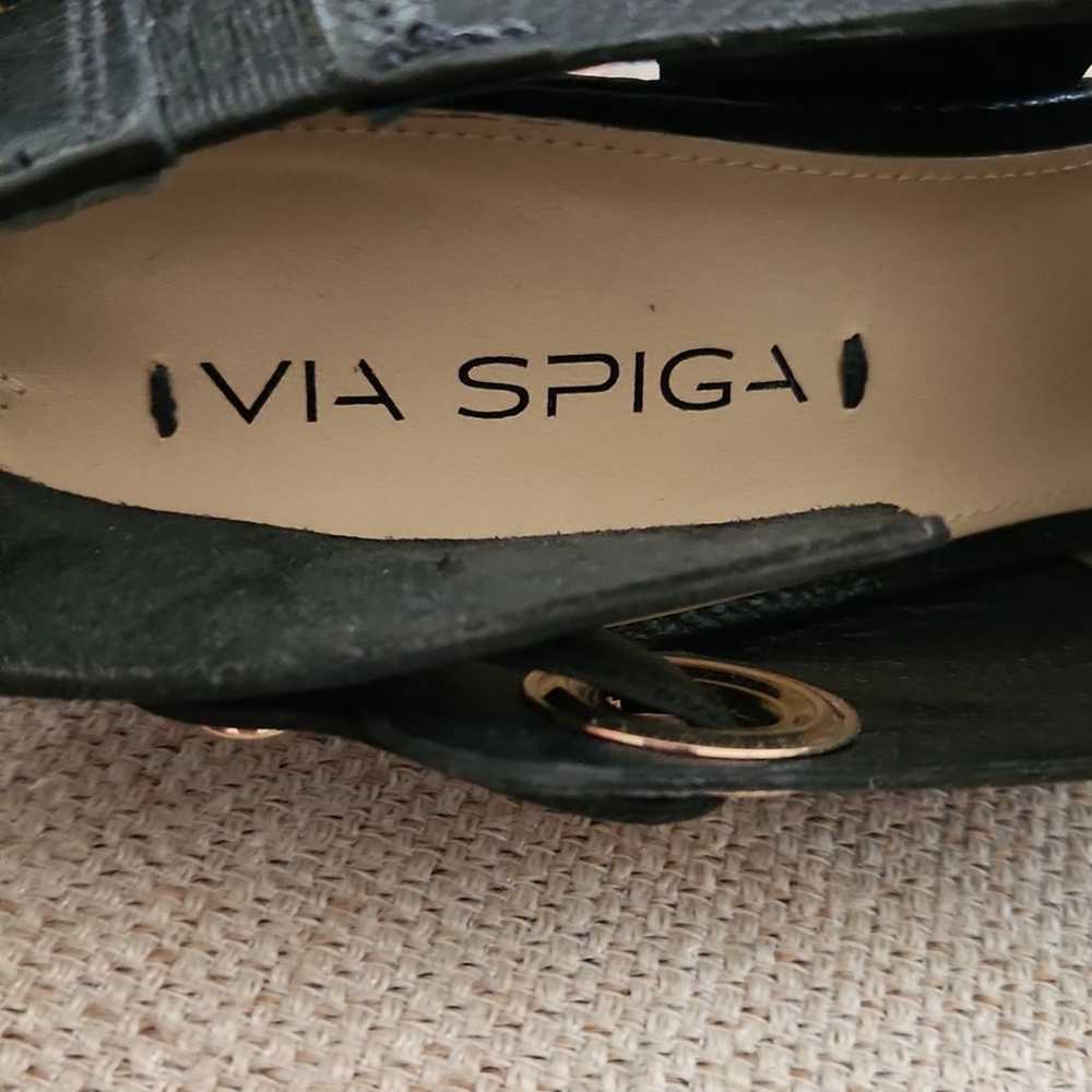 Via Spiga Cork Heels Black and Gold 8M - image 7