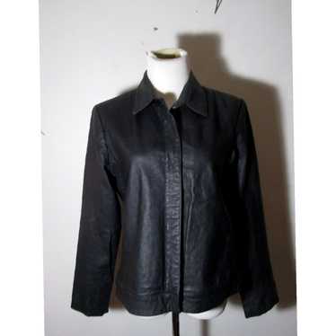 Rue 21 Black 100 Percent Leather Full Zip Jacket f