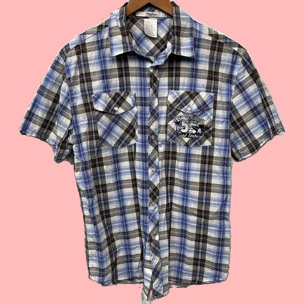 Vintage Classic Plaid Short Sleeve Button Down Sh… - image 1