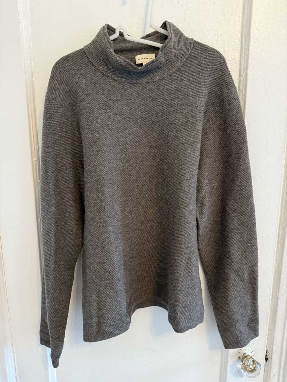 Club Monaco Brown-grey boxy wool-cotton turtleneck - image 1